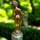 Bronze Girl Holding Rose Sculpture Romantic Figurative Art Statue Decor Home J b