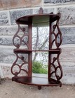Vtg Mid Century Chippendale Scrolled Fretwork Mahogany Corner Wall Shelf Mirror