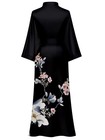Women s Long Kimono Robes Silk Bathrobe Female Black Robe Costume Satin Bride   