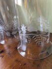 Pair Of Hurricane Etched Glass Lamp Candle Shades W  Brass Fittings 11-3 4 