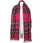 Prova Mohair Wool Plaid Fringe Scarf Wrap Red Green Yellow Blue Scotland  66x 18