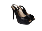 Giuseppe Black Sling Back Peep Toe Leather Pumps Size 37 It