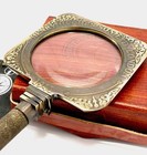 Antique Brass Henry Hughes   Sons Magnifying Glass Leather Case Table Decor