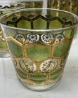 Vintage Green Crackled Gold Tumbler Martini Pitcher Glass Set Of 6 Stirrer Spoon