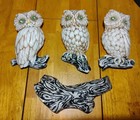 Owl Home Wall Decor 1967 Vintage Jamar Mallory Ceramic Studio Complete 4pc 3d 