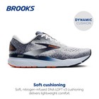 Brooks Men   s Ghost 16 Neutral Running Shoe - White peacoat orange - 9 Medium