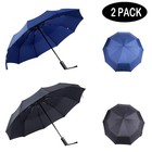 2 Packs Travel Umbrella Windproof Auto Open   Close Collapsible Folding Small Co