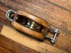 Vintage Refinished Merriman Wood Single Becket Block 2  Bronze Sheave