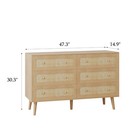 Dresser For Bedroom With 6 Drawer  Natural Rattan Chest Of Dressers For Hallway
