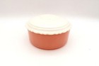 Vintage Glass Art Deco Pink Powder Jar Trinket Jar W  White Glass Lid
