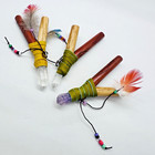 Kuripe Pipe With Feather  Leather And Quartz   Palo Santo Wood