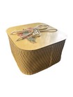 Vtg Princess Sewing Basket Square Yellow Floral Wicker Craft Notion Box 60 s