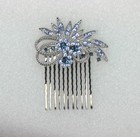 Gorgeous Dark Blue Rhinestone Crystal Floral Hair Comb