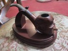 Hand Carved  man Smoking Cigar  Imported Briar Italy 1970 s