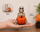 Halloween Skeleton Holding Pumpkin Figurine 4 72    Resin Gothic Skull Statue   