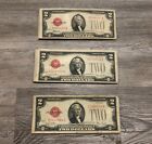    1928  2 Red Seal Bill Jefferson Dollars    rare Certificate Two Old Note Money   