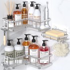 Luxury Corner Shower Caddy Organizer Set - Rustproof   Self-adhesive - Silver