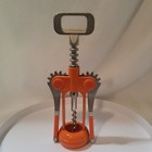 Winged Corkscrew Wine Bottle Opener With Handle  Orange silver Metal Plastic