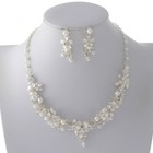 Silver Tone Metal Rhinestone Necklace Earring Set S19679-swh