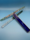 Vintage Blue Stained Glass Kaleidoscope Box W  2-11    Tubes With Stars