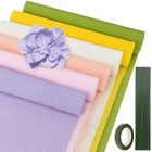  8 Pcs Crepe Paper Flower Kit - 6 Colored Crepe Paper Roll With Floral Tape 