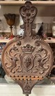 Antique 19th Century Italian Ornately Carved Wood Fireplace Bellows Dragon Crown