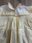 Vintage Infant Girl Smocked Dress Yellow Sz 12 M Puff Sleeve By Easy Fit Collar