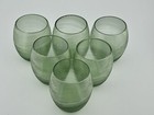 1960s Hand-blown Threaded Roly Poly Cordial Glasses Set 6 Green 2      X 2      Vtg