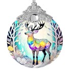 Stained Glass Suncatcher  Deer Ornament For Christmas Tree  Holiday Elk-s158