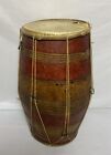 Antique Vintage Asian Leather   Wood Dholak Drum Double Ended Old Writing 17 5 