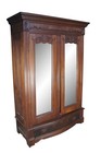 Antique Victorian Walnut Mirrored Clothing Armoire Wardrobe Closet Cabinet 87 