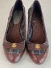 Vintage 1990s Gray Plaid Wool Heels 8 Brown Leather Dress Shoes Etienne Aiger