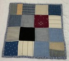 Vintage Antique Patchwork Quilt Table Topper  Four Patch  Early Calicos  Blue
