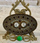 Exquisite  French Antique  jeweled   Enamel   Hp Portraits  Casket Vanity Box   