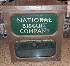 Antique National Biscuit Company Glass Tin Countertop Store Display Metal Box