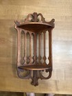 Antique Victorian Style 2 Tier Corner Knick Knack Wood Wall Shelf Scrollwork 24   