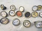 49 Vtg Underwood Typewriter Keys Glass Face Letters Numbers White Black