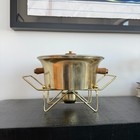 Vintage Mcm Georges Briard Turquoise   Gold Dish   Warming Rack