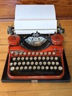 1930s Red Vintage Underwood Portable Typewriter White Keys Carrying Case Works