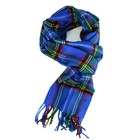 Womens Royal Stewart 100  Cashmere Scarf Navy Blue Tartan Check Plaid Scotland