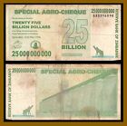 25 Pcs X Zimbabwe 25 Billion Dollar Agro Cheque Banknotes- 2008 Issue