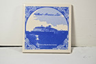Vintage Set Of 6 Holland America Cruise Line Tile Coasters In Delft Blue   White