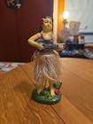Vintage 6 75  Aloha Hawaii Chalkware Hula Girl Nodder - Red Top 1940s