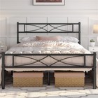 Metal Bed Frame Platform Bed With Curved Design Headboard Twin full queen