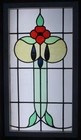 Large Old English Leaded Stained Glass Window Beautiful Floral 20 1 4  X 37 