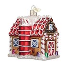 Old World Christmas Gingerbread Barn Building Glass Ornament Free Box 20070 New