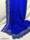Women s Georgette Hevay Work Saree With Unstitched Bloused Wedding Wear Sari Gif