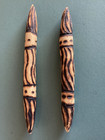 Vintage Australian Wire Burnt Wooden Aboriginal Dance Clap Sticks