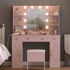Makeup Vanity Set With Charging Station  Mirror   Lights For Bedroom