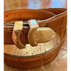 Vtg Onyx Brighton Men Brown Crocodile Embossed Leather Western Belt 34 19407 Usa